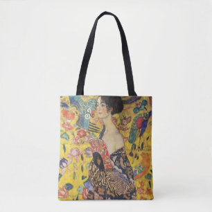 Gustav Klimt Lady With Fan Art Nouveau Painting Tote Bag