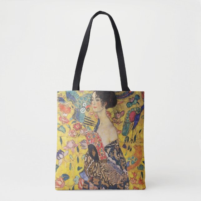 Gustav Klimt Lady With Fan Art Nouveau Painting Tote Bag (Front)