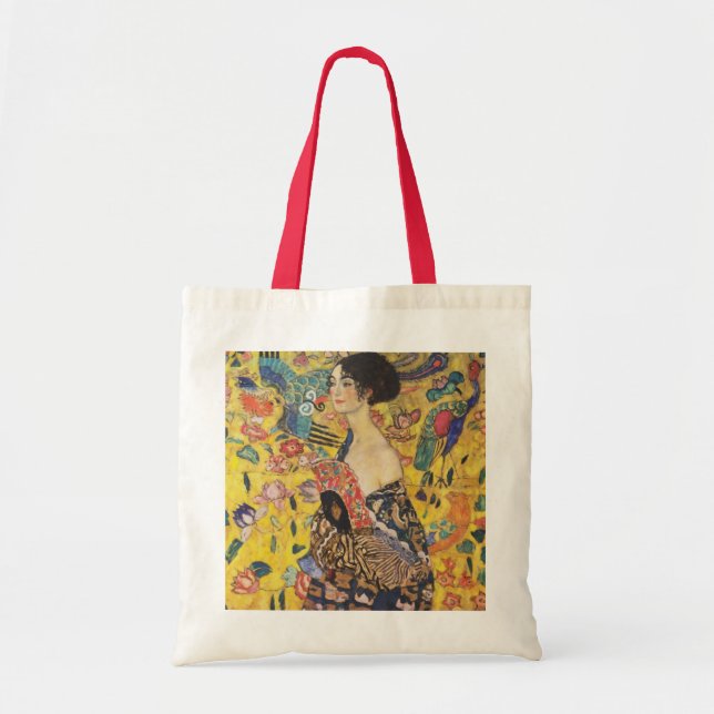 Gustav Klimt Lady With Fan Art Nouveau Painting Tote Bag (Front)