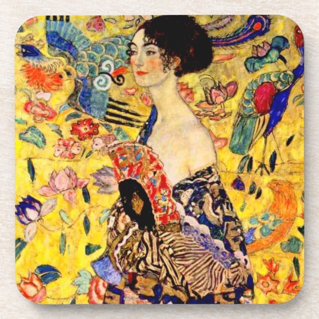 Gustav Klimt Lady with Fan Coaster (Front)