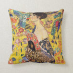 Gustav Klimt Lady With Fan Cushion<br><div class="desc">Gustav Klimt Lady With Fan</div>