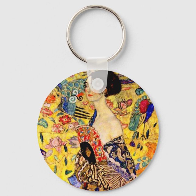 Gustav Klimt Lady with Fan Key Ring (Front)