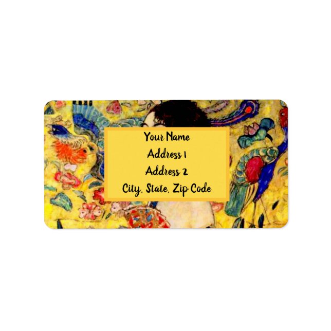Gustav Klimt Lady with Fan Label (Front)