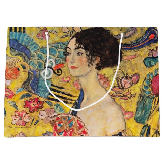 Gustav Klimt - Lady with Fan Large Gift Bag (Front)