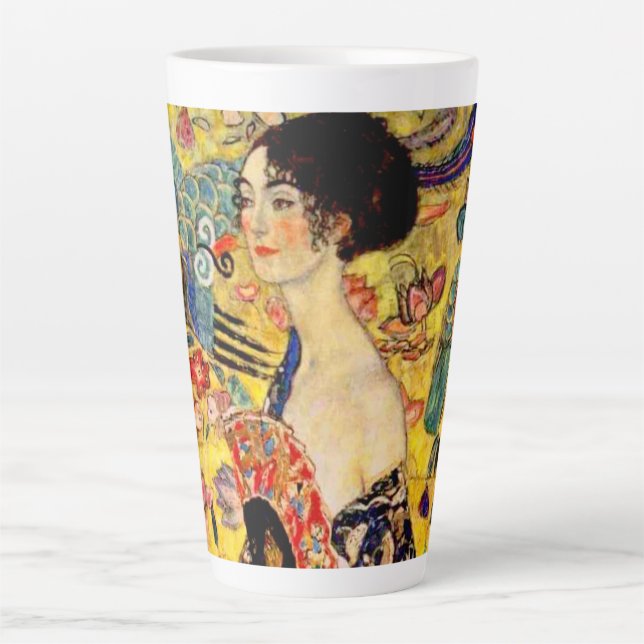 Gustav Klimt Lady with Fan Latte Mug (Front)