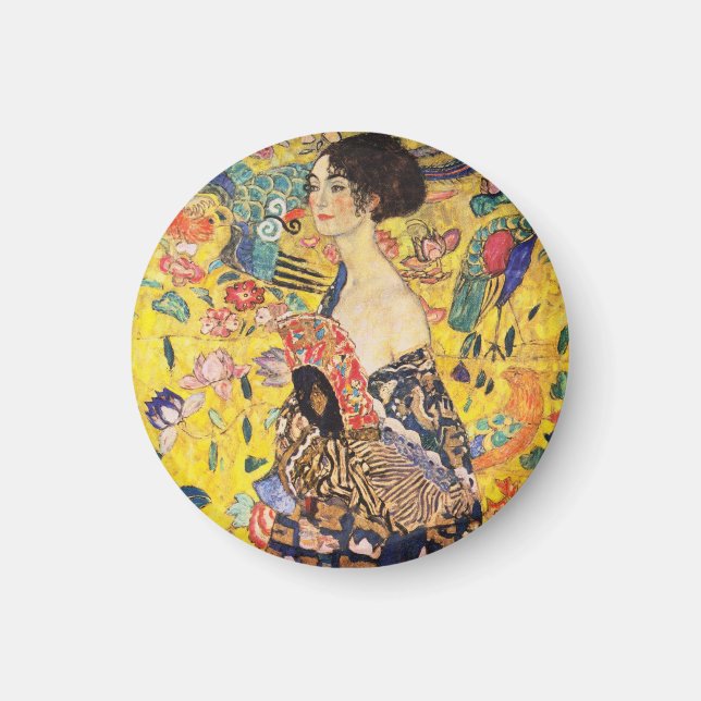 Gustav Klimt Lady With Fan Magnet (Front)