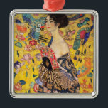 Gustav Klimt - Lady with Fan Metal Tree Decoration<br><div class="desc">Lady with Fan - Gustav Klimt,  Oil on Canvas,  1917-1918</div>