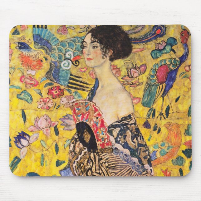 Gustav Klimt - Lady with Fan Mouse Mat (Front)