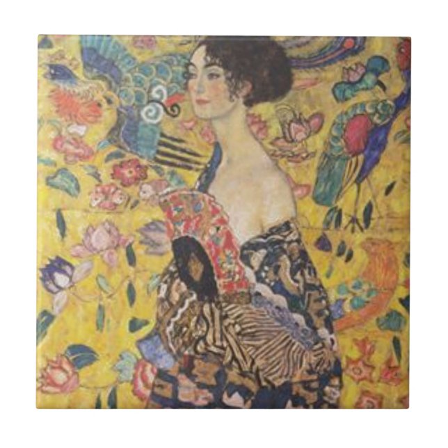 Gustav Klimt - Lady With Fan Painting Tile (Front)