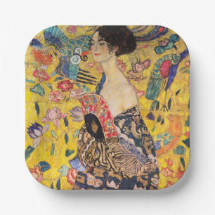 Gustav Klimt - Lady with Fan Paper Plate