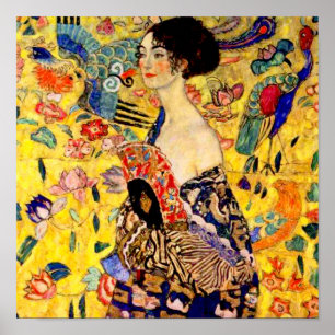 Gustav Klimt Lady with Fan Poster