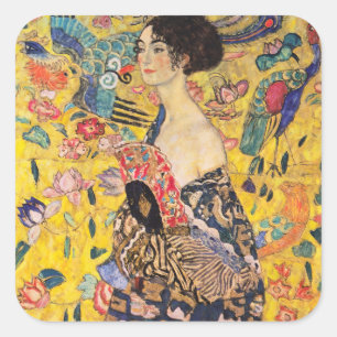 Gustav Klimt - Lady with Fan Square Sticker