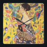 Gustav Klimt "Lady with fan" Square Wall Clock<br><div class="desc">私 はKlimtが 好 き な 人</div>