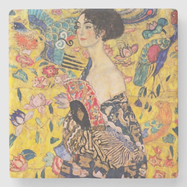 Gustav Klimt - Lady with Fan Stone Coaster (Front)