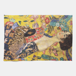 Gustav Klimt Lady With Fan Tea Towel