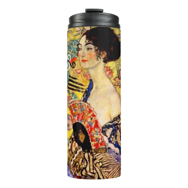 Gustav Klimt Lady with Fan Thermal Tumbler (Front)