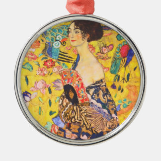 Gustav Klimt Lady With Fan vintage art nouveau Metal Tree Decoration