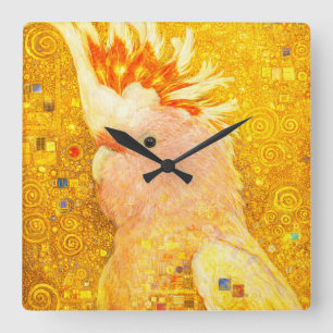 Gustav Klimt Major Mitchell Cockatoo Square Wall Clock
