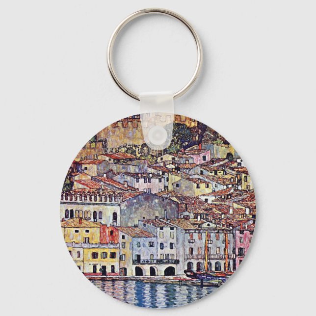 Gustav Klimt - Malcesine at Lake Garda Italy Key Ring (Front)