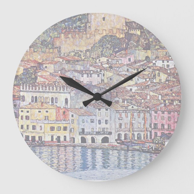 Gustav Klimt - Malcesine at Lake Garda Italy Large Clock (Front)
