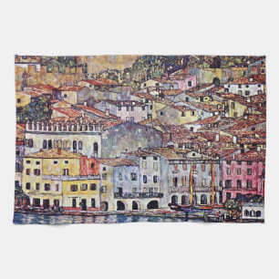 Gustav Klimt - Malcesine at Lake Garda Italy Tea Towel