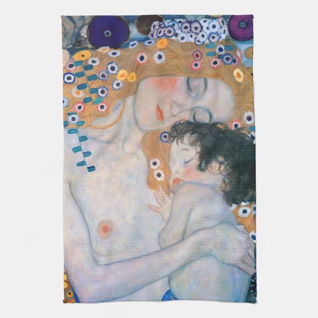 Gustav Klimt - Mother and Child Tea Towel (Vertical)