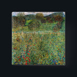Gustav Klimt - Orchard 15 Cm Square Badge<br><div class="desc">Orchard / Blooming Field / Field of Flowers - Gustav Klimt,  Oil on Canvas,  1907</div>