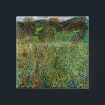Gustav Klimt - Orchard 15 Cm Square Badge<br><div class="desc">Orchard / Blooming Field / Field of Flowers - Gustav Klimt,  Oil on Canvas,  1907</div>
