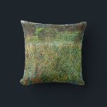 Gustav Klimt - Orchard Cushion<br><div class="desc">Orchard / Blooming Field / Field of Flowers - Gustav Klimt,  Oil on Canvas,  1907</div>