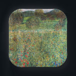 Gustav Klimt - Orchard Paper Plate<br><div class="desc">Orchard / Blooming Field / Field of Flowers - Gustav Klimt,  Oil on Canvas,  1907</div>