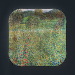 Gustav Klimt - Orchard Paper Plate<br><div class="desc">Orchard / Blooming Field / Field of Flowers - Gustav Klimt,  Oil on Canvas,  1907</div>