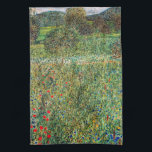 Gustav Klimt - Orchard Tea Towel<br><div class="desc">Orchard / Blooming Field / Field of Flowers - Gustav Klimt,  Oil on Canvas,  1907</div>