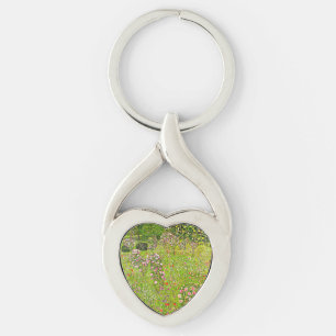 Gustav Klimt Orchard with Roses Key Ring