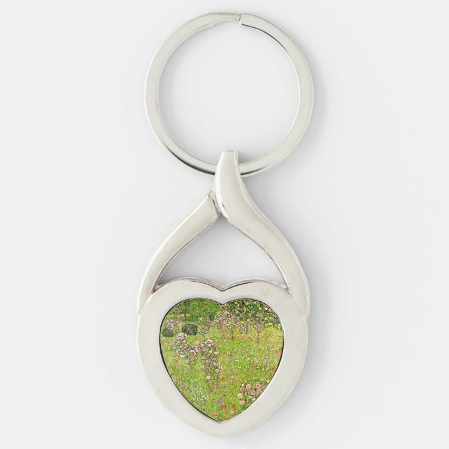 Gustav Klimt Orchard with Roses Key Ring (Front)