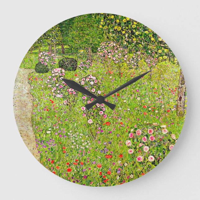 Gustav Klimt Orchard with Roses Large Clock (Front)