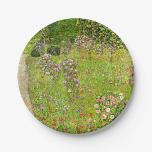 Gustav Klimt Orchard with Roses Paper Plate