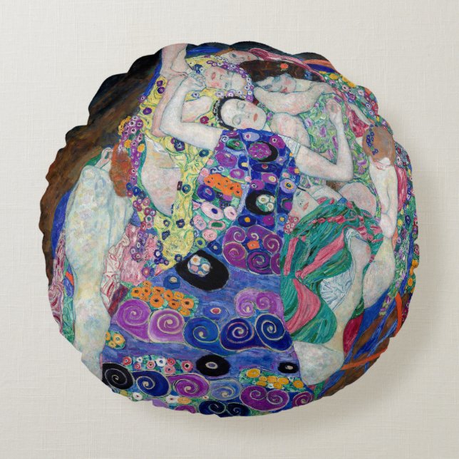 Gustav Klimt Painting The Virgin Round Cushion (Front)