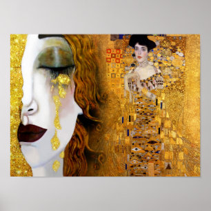 Gustav Klimt, paintings Collage, Combined art Poster