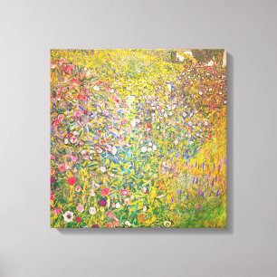 Gustav Klimt Pink Flowers Canvas Print
