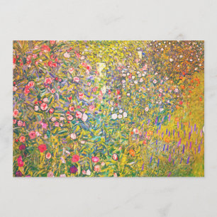 Gustav Klimt Pink Flowers Invitations