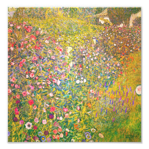 Gustav Klimt Pink Flowers Print