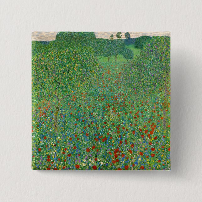 Gustav Klimt - Poppy Field 15 Cm Square Badge (Front)