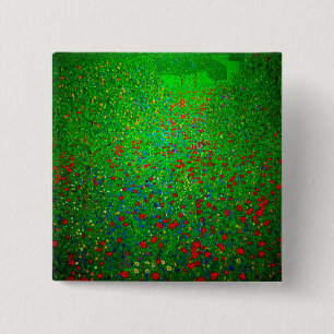 Gustav Klimt Poppy Field 15 Cm Square Badge