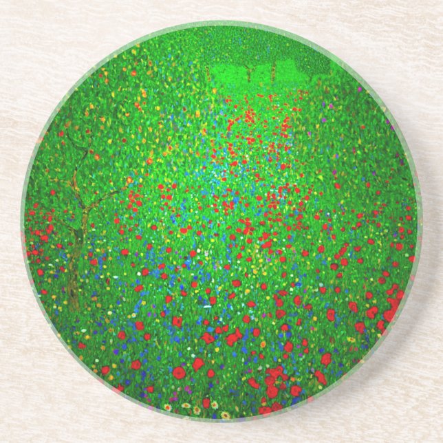 Gustav Klimt Poppy Field Coaster (Front)