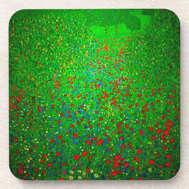 Gustav Klimt Poppy Field Coaster (Front)