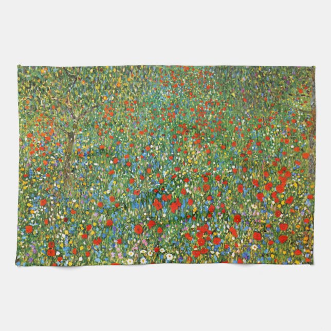Gustav Klimt Poppy Field Tea Towel (Horizontal)
