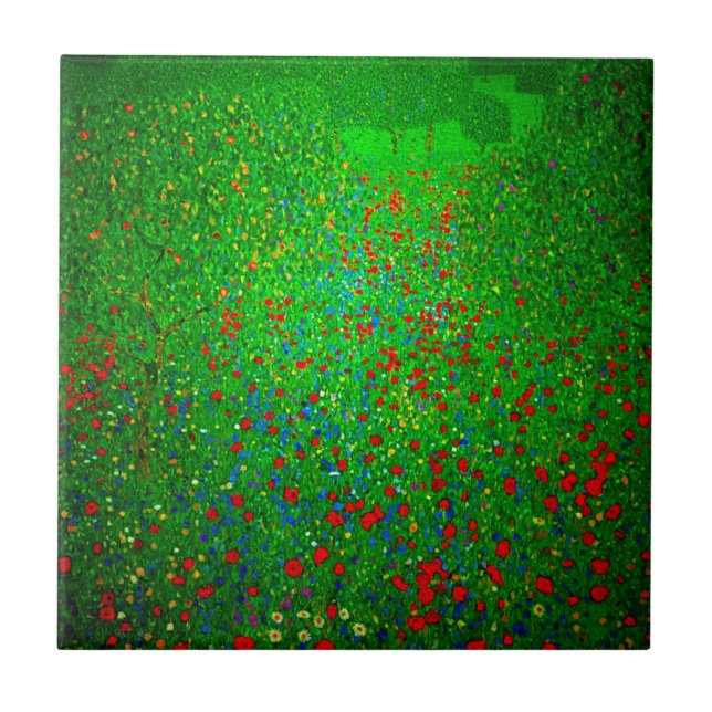 Gustav Klimt Poppy Field Tile (Front)