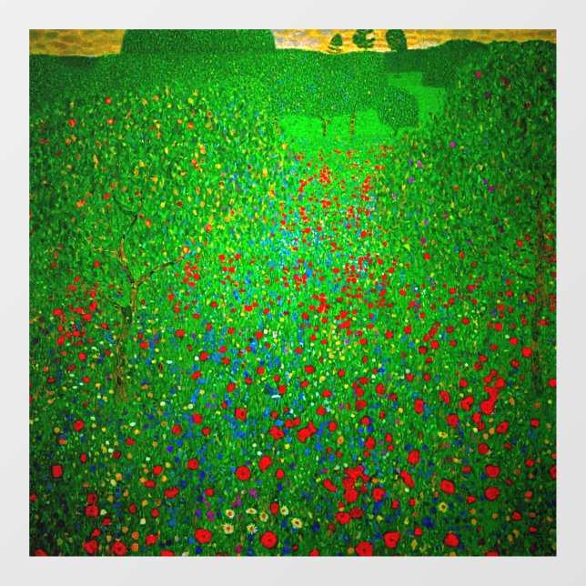 Gustav Klimt Poppy Field Window Cling (Sheet)
