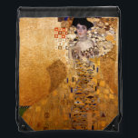 Gustav Klimt portrait of Adel Bloch Bauer 1907 Drawstring Bag<br><div class="desc">Gustav Klimt portrait of Adel Bloch Bauer 1907 painting.  Digitally enhanced by PixDezines with faux gold texture background.</div>