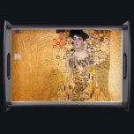 Gustav Klimt portrait of Adel Bloch Bauer 1907 Serving Tray<br><div class="desc">Gustav Klimt portrait of Adel Bloch Bauer 1907 painting.  Digitally enhanced by PixDezines with faux gold texture background.</div>